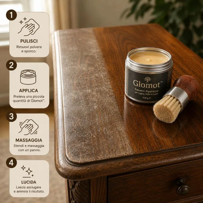 Glomot™ - Balsamo Riparatore per Parquet, Mobili in Legno, Pelle e Cuoio
