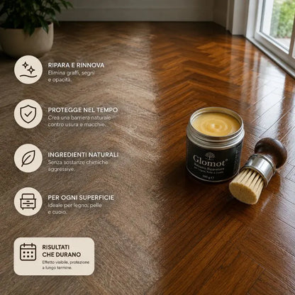 Glomot™ - Balsamo Riparatore per Parquet, Mobili in Legno, Pelle e Cuoio