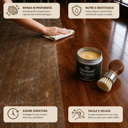 Glomot™ - Balsamo Riparatore per Parquet, Mobili in Legno, Pelle e Cuoio