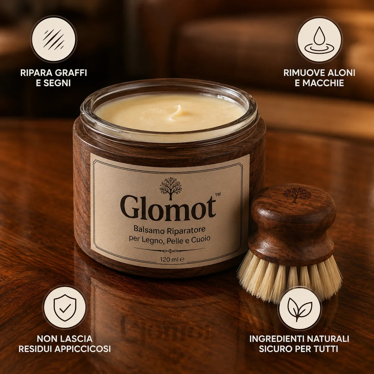 Glomot™ - Balsamo Riparatore per Legno, Pelle e Cuoio