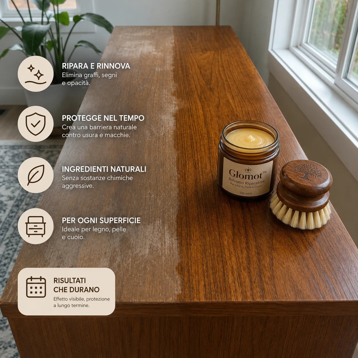 Glomot™ - Balsamo Riparatore per Legno, Pelle e Cuoio