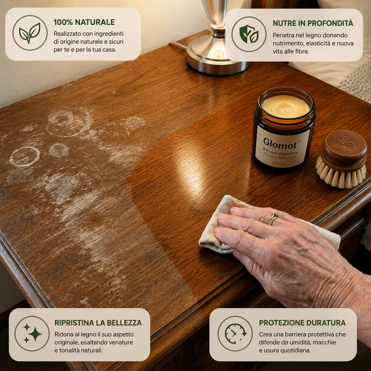 Glomot™ - Balsamo Riparatore per Legno, Pelle e Cuoio