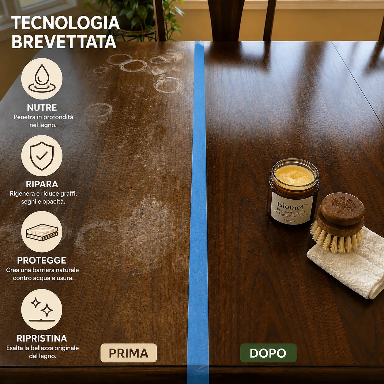 Glomot™ - Balsamo Riparatore per Legno, Pelle e Cuoio